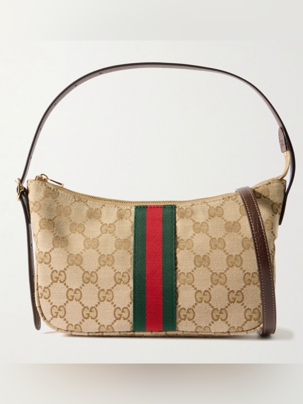 Gucci Lunetta Gg Logo Web Stripe Hobo Shoulder Bag